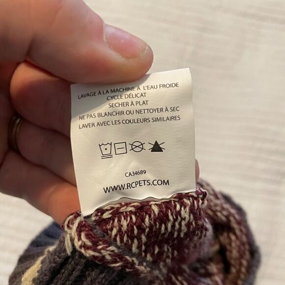 RC Pets Knitted Maroon & White Doggy Sweater - XXS - Picture 4 of 4